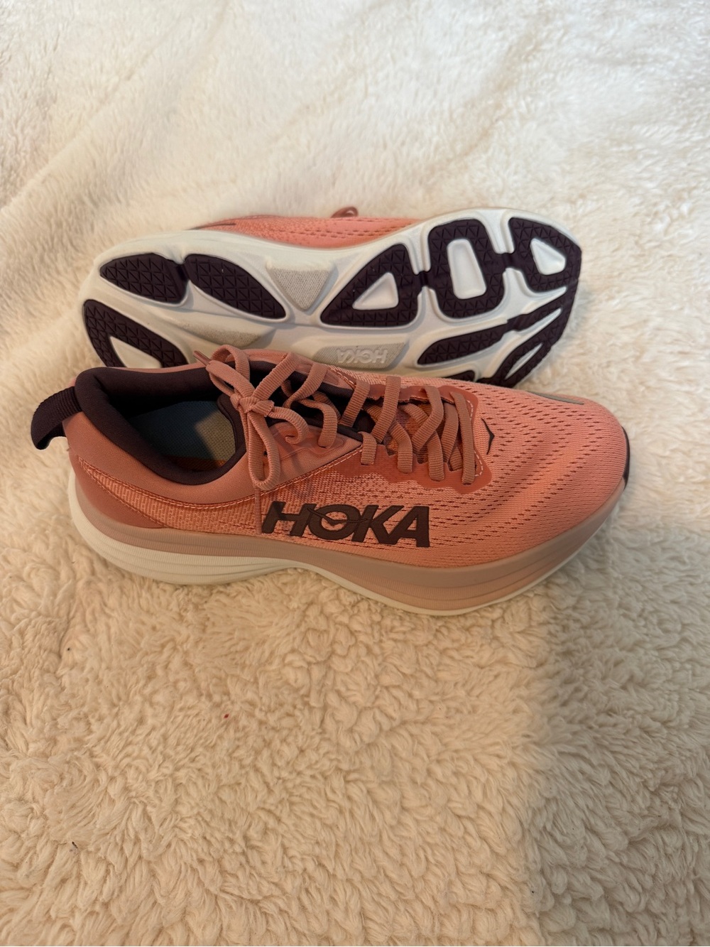 HOKA Bondi 8 Earthenware / Pink Clay Running Shoes Womens sz 7